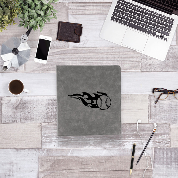 Baseball Leather Binder - 1" - Grey - Lifestyle View