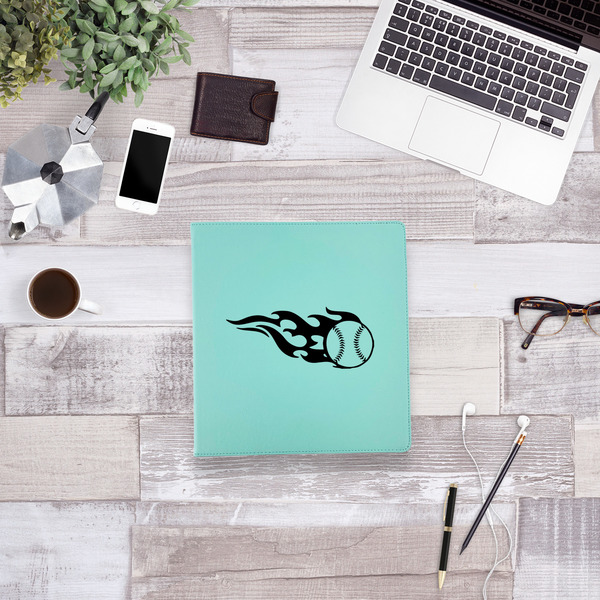 Baseball Leather Binder - 1" - Teal - Lifestyle View