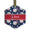 Baseball Frosted Glass Ornament - Hexagon