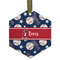 Baseball Flat Glass Ornament - Hexagon w/ Name or Text