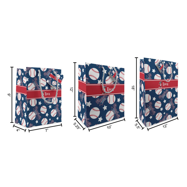 Baseball Gift Bags - All Sizes - Dimensions