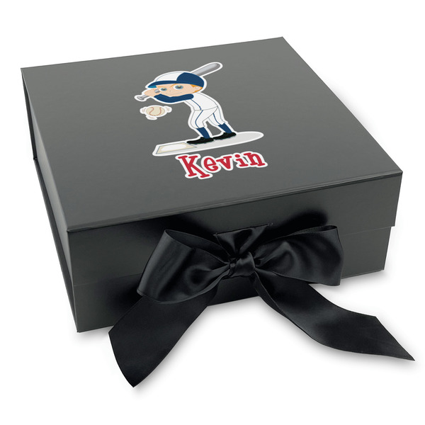 Custom Baseball Gift Box with Magnetic Lid - Black (Personalized)