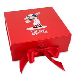 Baseball Gift Box with Magnetic Lid - Red (Personalized)