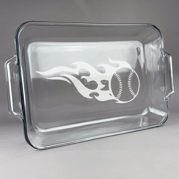 Custom Baseball Glass Baking Dish with Truefit Lid - 13in x 9in