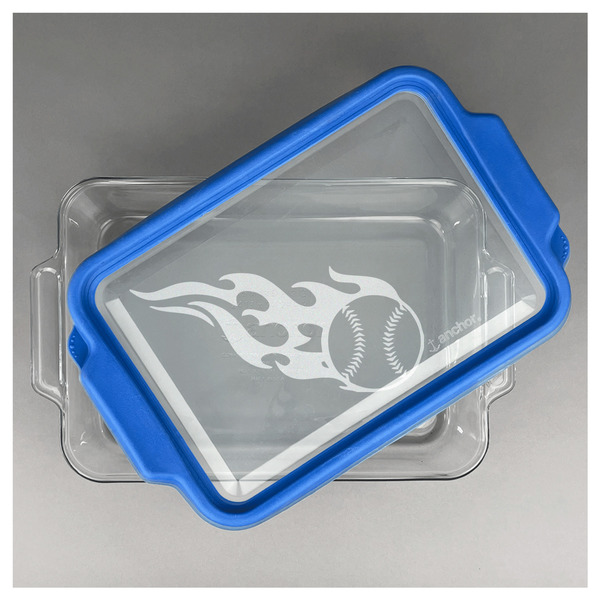 Baseball Glass Baking Dish - FRONT w/ LID (13x9)