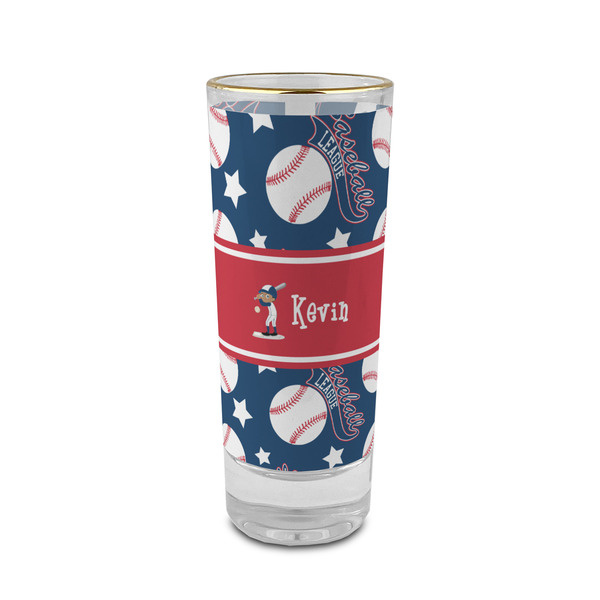 Custom Baseball 2 oz Shot Glass - Glass with Gold Rim (Personalized)