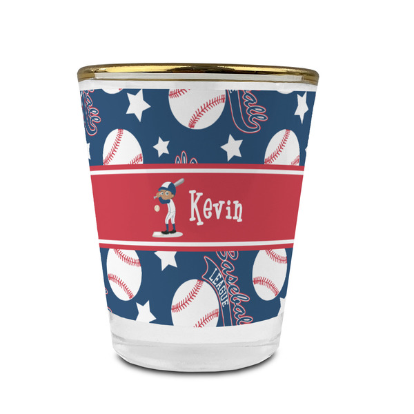 Baseball Glass Shot Glass - With gold rim - FRONT