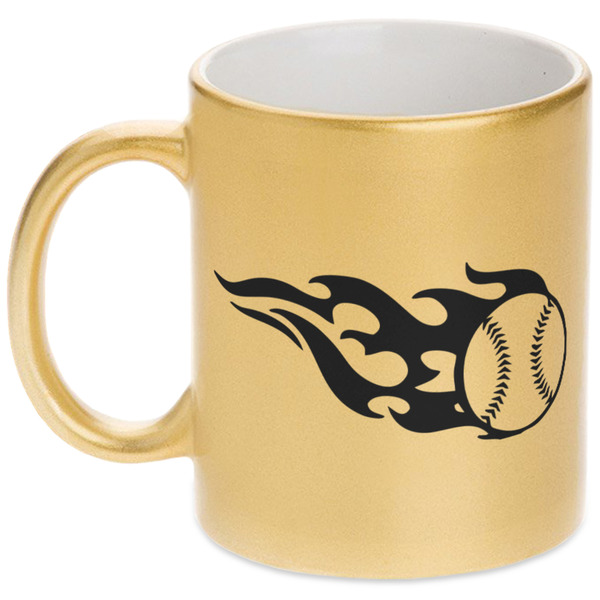 Custom Baseball Metallic Gold Mug (Personalized)