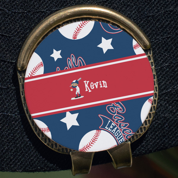 Baseball Golf Ball Marker Hat Clip - Gold - Close Up