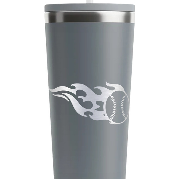 Baseball Grey RTIC Everyday Tumbler - 28 oz. - Close Up