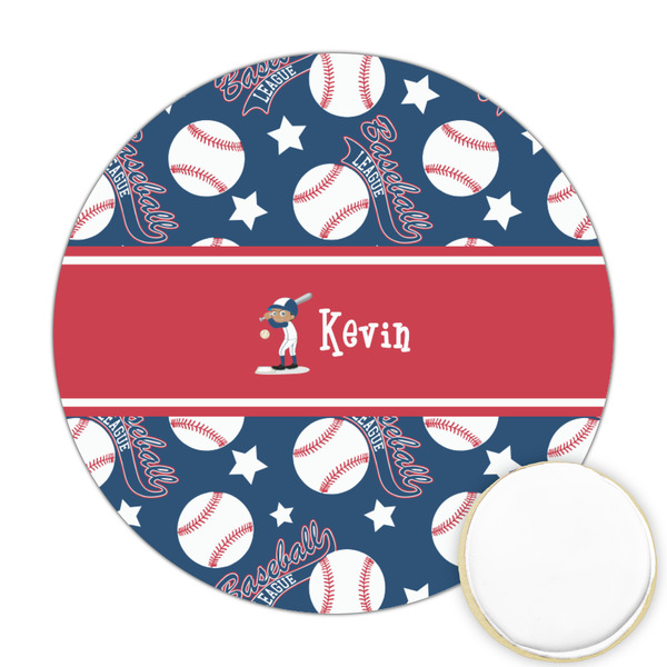 Custom Baseball Printed Cookie Topper - Round (Personalized)