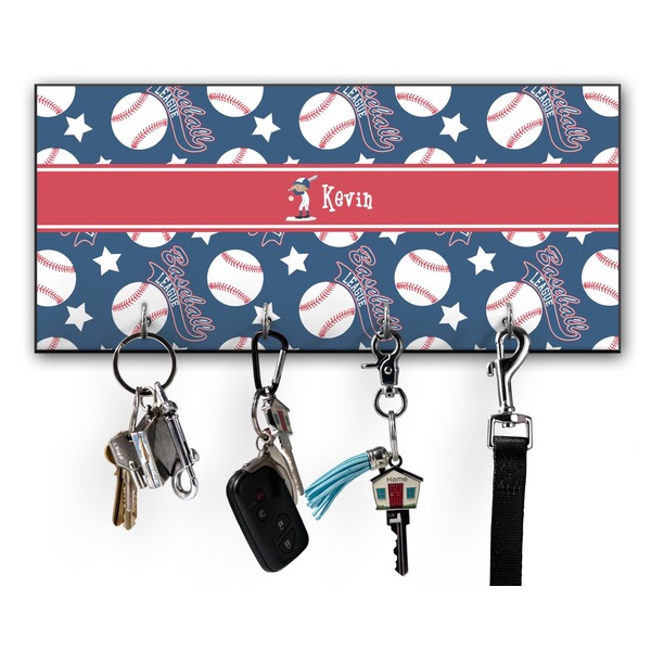 Custom Baseball Key Hanger w/ 4 Hooks w/ Graphics and Text