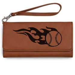 Baseball Ladies Leatherette Wallet - Laser Engraved - Rawhide