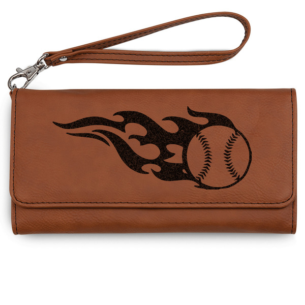 Custom Baseball Ladies Leatherette Wallet - Laser Engraved - Rawhide