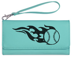 Baseball Ladies Leatherette Wallet - Laser Engraved- Teal