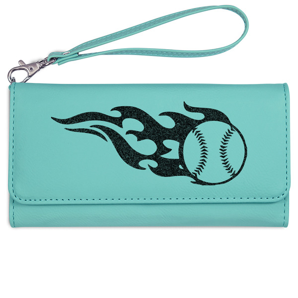 Baseball Ladies Wallet - Leather - Teal - Front View