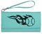 Baseball Ladies Wallet - Leather - Teal - Front View