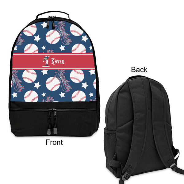 Baseball Large Backpack - Black - Front & Back View