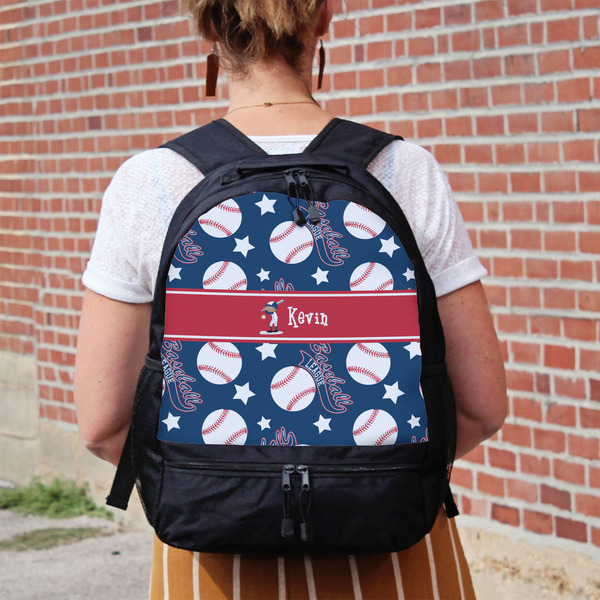 Baseball Large Backpack - Black - On Back