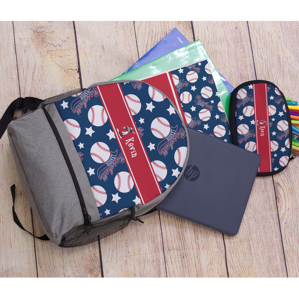 Baseball Large Backpack - Gray - With Stuff