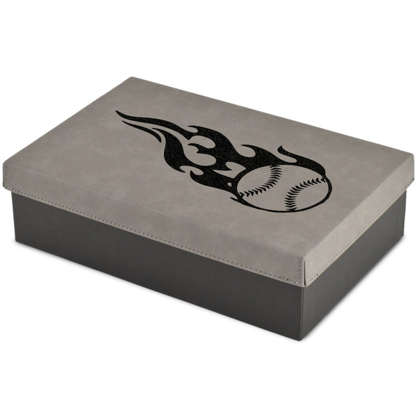 Custom Baseball Large Gift Box w/ Engraved Leather Lid