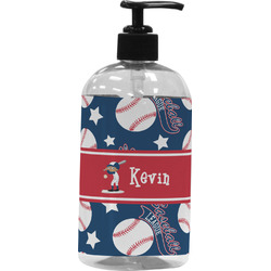 Baseball Plastic Soap / Lotion Dispenser (16 oz - Large - Black) (Personalized)
