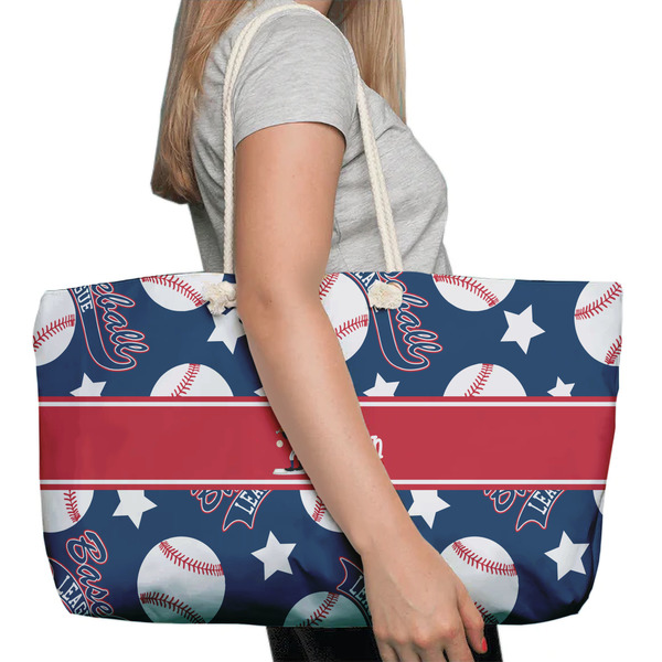 Baseball Large Rope Tote Bag - In Context View