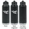 Baseball Laser Engraved Water Bottles - 2 Styles - Front & Back View