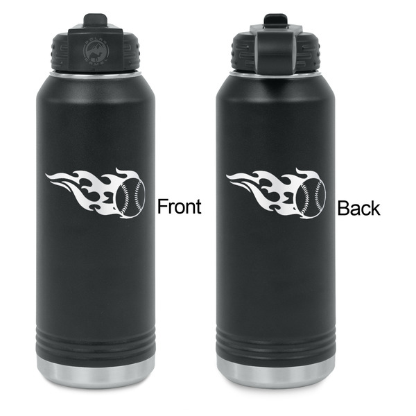 Baseball Laser Engraved Water Bottles - Front & Back Engraving - Front & Back View