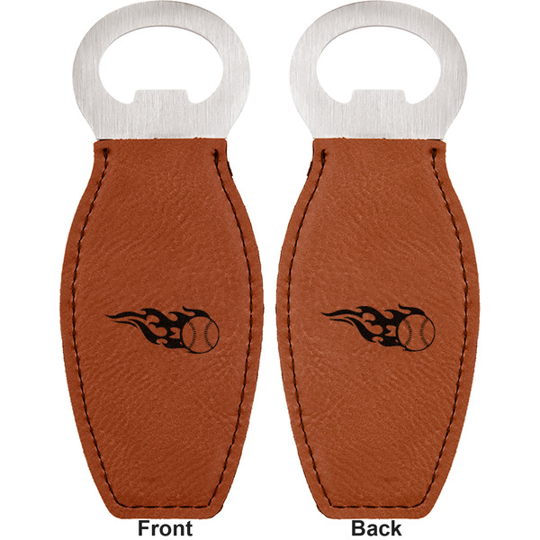 Baseball Leather Bar Bottle Opener - Front and Back