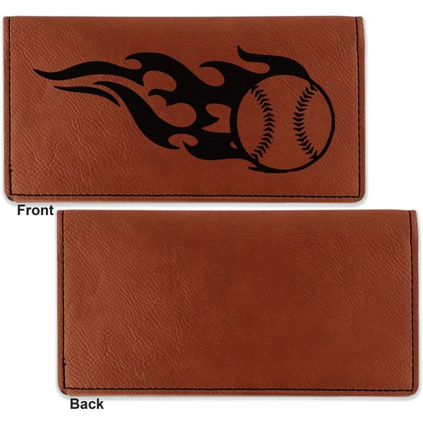 Baseball Leather Checkbook Holder Front and Back Single Sided - Apvl