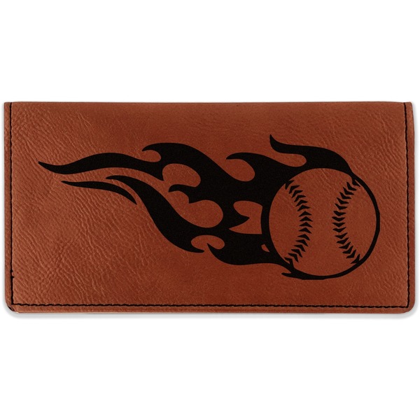 Custom Baseball Leatherette Checkbook Holder - Single Sided