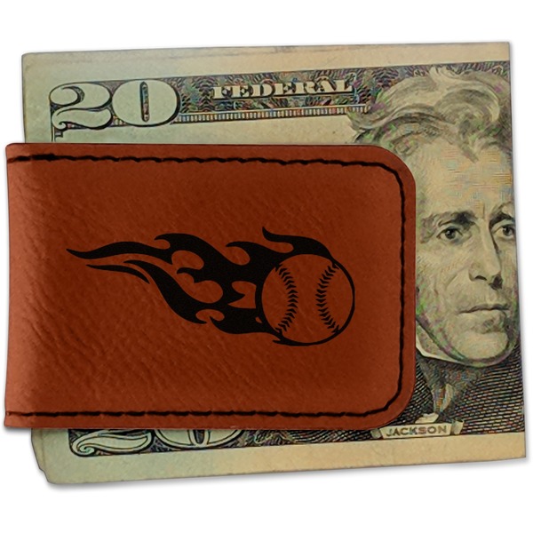 Custom Baseball Leatherette Magnetic Money Clip