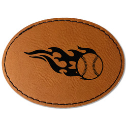 Baseball Faux Leather Iron On Patch - Oval