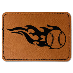 Baseball Faux Leather Iron On Patch - Rectangle