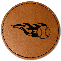 Baseball Faux Leather Iron On Patch - Round
