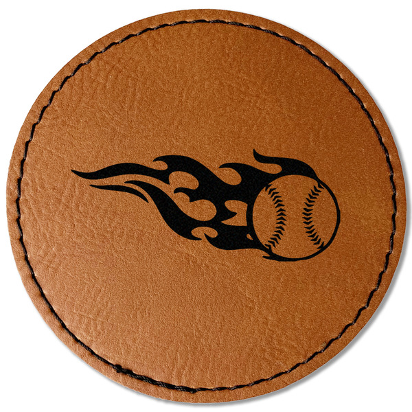 Custom Baseball Faux Leather Iron On Patch - Round