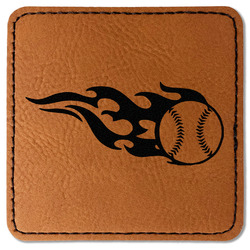 Baseball Faux Leather Iron On Patch - Square