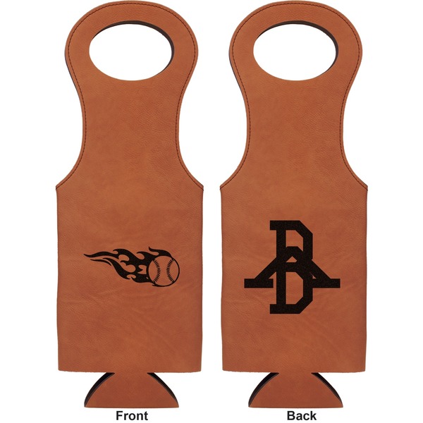 Baseball Leatherette Wine Tote Double Sided - Front and Back