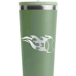 Baseball RTIC Everyday Tumbler with Straw - 28oz - Light Green - Single-Sided
