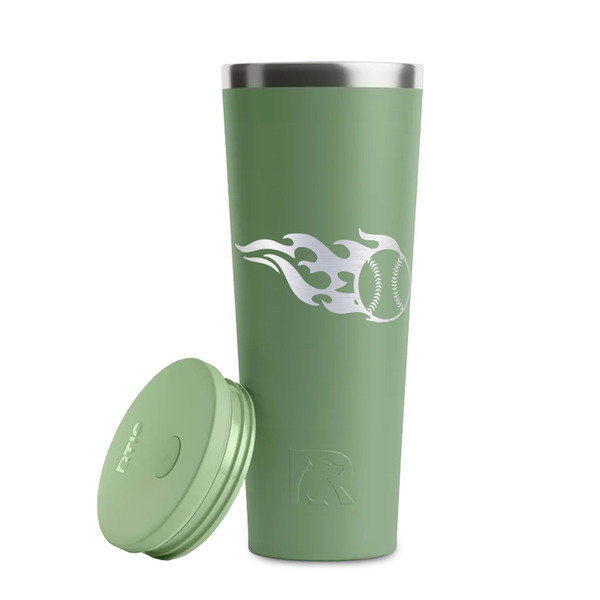 Baseball Light Green RTIC Everyday Tumbler - 28 oz. - Lid Off