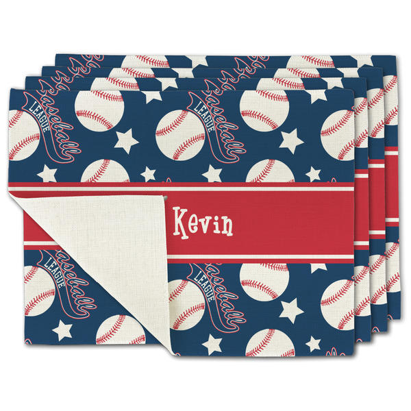 Custom Baseball Single-Sided Linen Placemat - Set of 4 w/ Name or Text