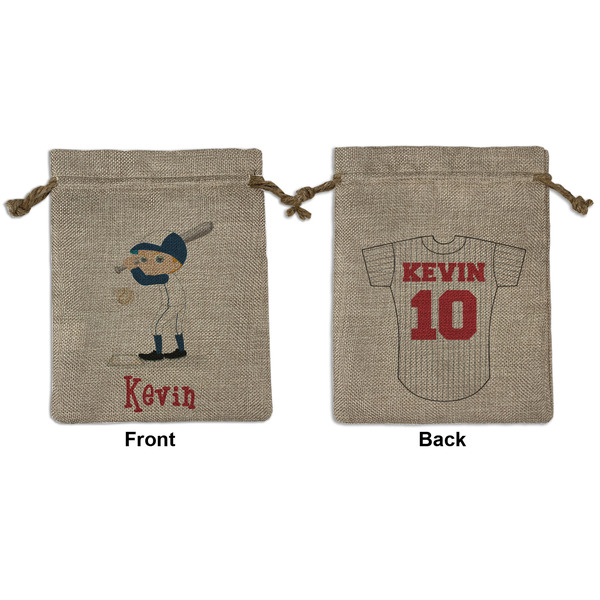 Custom Baseball Medium Burlap Gift Bag - Front & Back (Personalized)