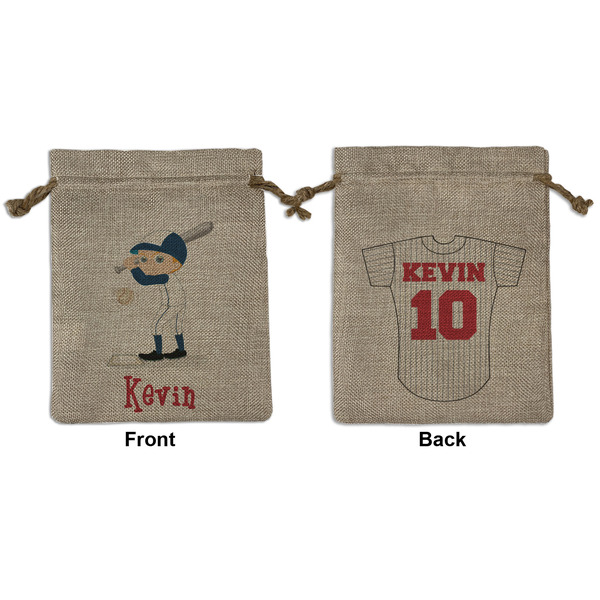 Custom Baseball Medium Burlap Gift Bag - Front & Back (Personalized)