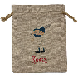 Baseball Medium Burlap Gift Bag - Front (Personalized)