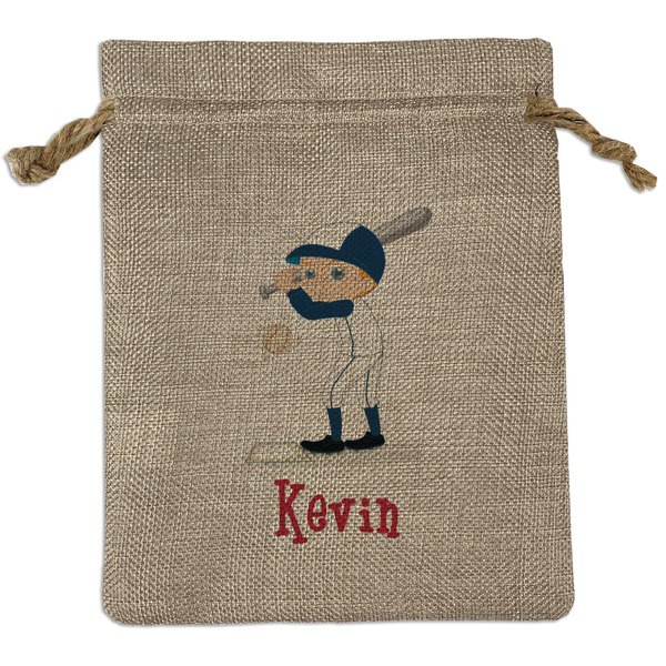 Custom Baseball Medium Burlap Gift Bag - Front (Personalized)