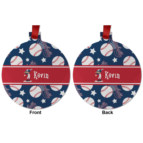 Baseball Metal Ball Ornament - Front and Back