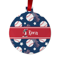 Baseball Metal Ball Ornament - Double Sided w/ Name or Text