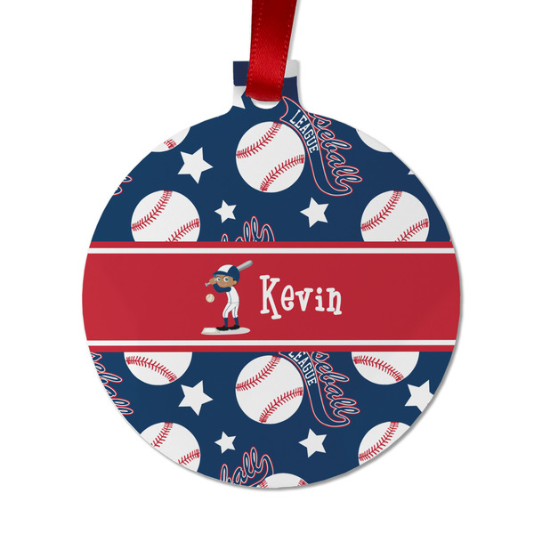 Custom Baseball Metal Ball Ornament - Double Sided w/ Name or Text