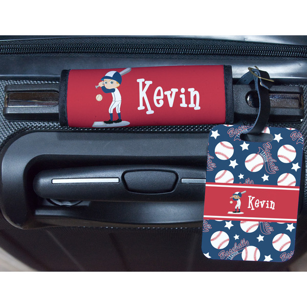 Baseball Metal Luggage Tag & Handle Wrap - In Context